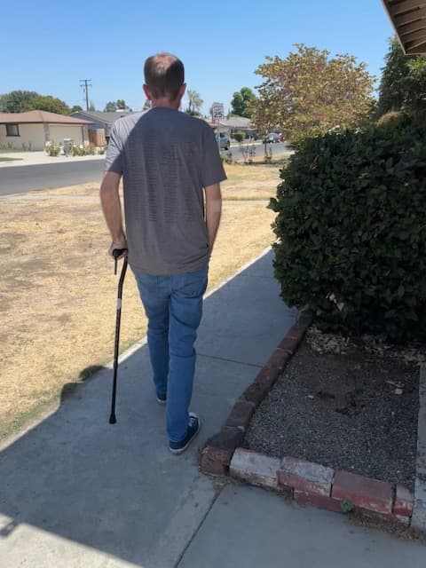 Nathan is walking with a cane these days.